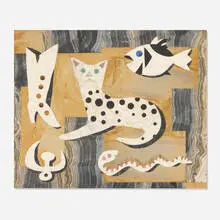 Richard Blow, Untitled (Cat, Fish, Snake and Boot), 1962, hand-cut hardstone inlay