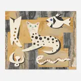 Richard Blow, Untitled (Cat, Fish, Snake and Boot), 1962, hand-cut hardstone inlay