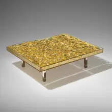 Yves Klein, Table d'Or, 22 karat gold leaf, glass, acrylic, chrome-plated metal, plywood