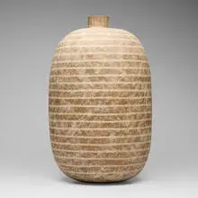 Claude Conover, Olac vessel, 1981, glazed stoneware with engobe decoration