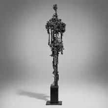 Outdoor Cathedral sculpture by James Bearden, 2023, plasma-carved steel with metallic polywash finish, sold Dec 2025