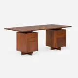 Double Pedestal desk by George Nakashima, 1959, American black walnut, sold Dec 2025