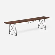 Richard E. Filipowski, Prototype bench, c. 1953, oak, lacquered steel