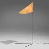 Richard E. Filipowski, Prototype floor lamp, c. 1953, parchment, tubular steel, patinated copper