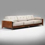 Jorge Zalszupin, Brasiliana sofa, 1959-1965, jacaranda, upholstery, aluminum, brass
