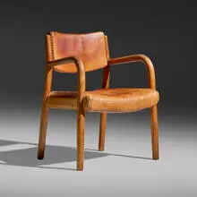 Edvard Kindt-Larsen, Rare armchair, 1937, leather, oak, steel
