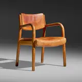 Edvard Kindt-Larsen, Rare armchair, 1937, leather, oak, steel