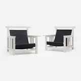 Robert Mallet-Stevens, Lounge chairs, pair, c. 1930, painted wood, canvas