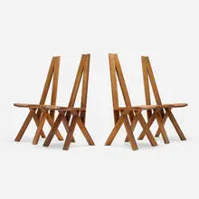 Pierre Chapo, S45 chairs, set of four, 1979, elm
