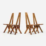 Pierre Chapo, S45 chairs, set of four, 1979, elm