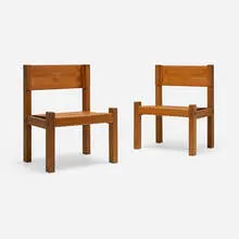 Pierre Chapo, S371 chairs, pair, c. 1976, elm, leather