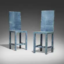 Howard Meister, Chairs H-H-40, pair, 2007, silicone over painted MDF and steel