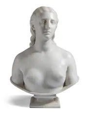Hirman Powers, carved Carrara marble bust of 'Eve Disconsolate', marble