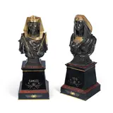 Pierre-Eugène-Émile Hébert, pair of gilt and patinated bronze busts of 'Isis' and 'Ramses', gilt and patinated bronze
