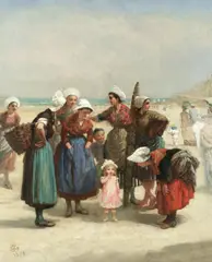 Snr. Albert Ludovici, Breton fisher folk, oil on canvas