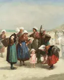 Snr. Albert Ludovici, Breton fisher folk, oil on canvas
