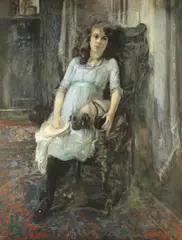 Kate Elizabeth Olver, Portrait of a seated young lady, Miss Yvonne Stewart Bernard, oil on canvas