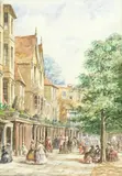 Louise Rayner, The Pantiles, Tunbridge Wells, watercolour heightened with bodycolour