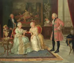 Pierre Delage, Holding court, oil on canvas