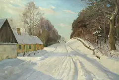 Harald Pryn, A snowy track, oil on canvas