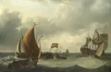 Charles Martin Powell, Dutch shipping scene, oil on canvas