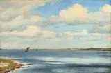 Vilhelm Kyhn, Dänische Küstenlandschaft, Öl auf Leinwand. Doubliert