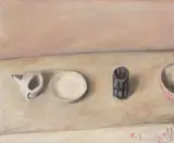 Klaus Fußmann, Stillleben mit vier Gefäßen, 1978, Öl auf Leinwand