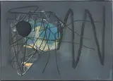 Fritz Winter, Vor Blau, 1952, Mischtechnik auf Papier, auf Leinwand aufgezogen