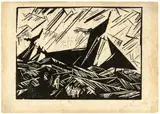 Lyonel Feininger, Jachtwettsegeln, 1918, Holzschnitt auf Japanbütten