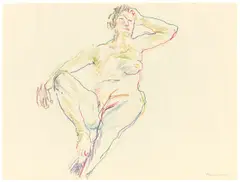 Olda by Oskar Kokoschka, 1953, Farbstift auf Bütten (Wasserzeichen: HAMILTON GAINSBOROUGH), sold Nov 2019