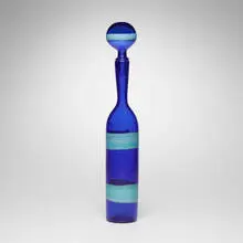 A Fasce Orizzontali stoppered bottle, model 526.15 by Fulvio Bianconi, 1952, glass with polychrome bands, sold Mar 2024