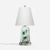 Gino Cenedese, Aquarium table lamp, c. 1960, internally decorated glass, silk