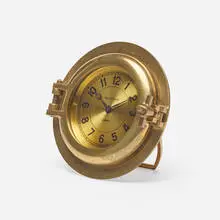 Jaeger-LeCoultre for Hermès, Porthole table clock, c. 1955, brass