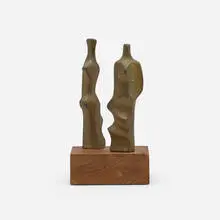 Barbara Beretich, Figures, c. 1965, patinated bronze, wood