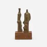Barbara Beretich, Figures, c. 1965, patinated bronze, wood