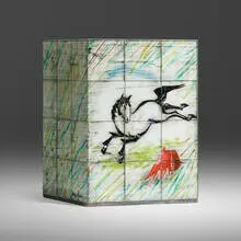 Karin van Leyden, Occasional table, c. 1942, verre églomisé, wood