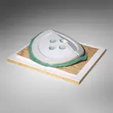 Claes Oldenburg, Broken Button, 1981, dyed and molded paper, screenprint in colors, wood, Plexiglas