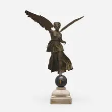 Winged Victory figure by Grand Tour, marble, patinated bronze, stone, sold Mar 2024