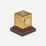 Paul Dupré-Lafon for Hermès, Compendium desk clock, c. 1940, brass, leather, glass