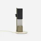 Angelo Lelii, Adjustable table lamp, model 12445, c.1954, enameled steel, enameled aluminum, chrome-plated brass, frosted glass