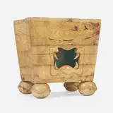 Mike Diaz, Noh occasional table, c. 2020, wood, silver leaf, painted wood