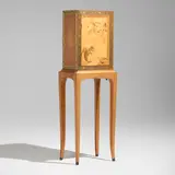Silas Kopf, Thief of Urbino marquetry cabinet, 2001, cherry, sapele, mixed wood inlay, ebony, brass, burl