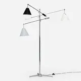 Angelo Lelii, Triennale floor lamp, model 12128, 1947, chrome-plated brass, lacquered aluminum and brass