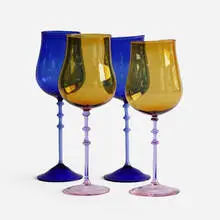 River Valadez, Set of Four Goblets, flameworked glass