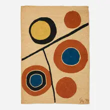 Floating Circles tapestry by Alexander Calder, 1974, hand-woven maguey fiber, sold Sep 2024