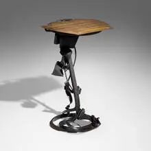 Lectern by Albert Paley, 1990, forged and fabricated steel with a blackened finish, brass, sold Sep 2024