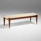 Gio Ponti, Coffee table, c. 1957, travertine, walnut