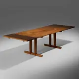 Rare Minguren IV extension dining table by George Nakashima, 1976, American black walnut, rosewood, sold Dec 2025