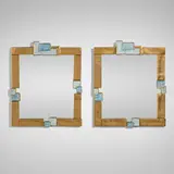 Mithé Espelt, Rare wall mirrors, pair, c. 1975, glazed and gilt earthenware, crushed glass, mirrored glass