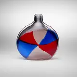 Fulvio Bianconi, A Tessere Applicate vase, model 4316, c. 1950, internally decorated transparent glass with red, blue and pale amethyst triangular tesserae